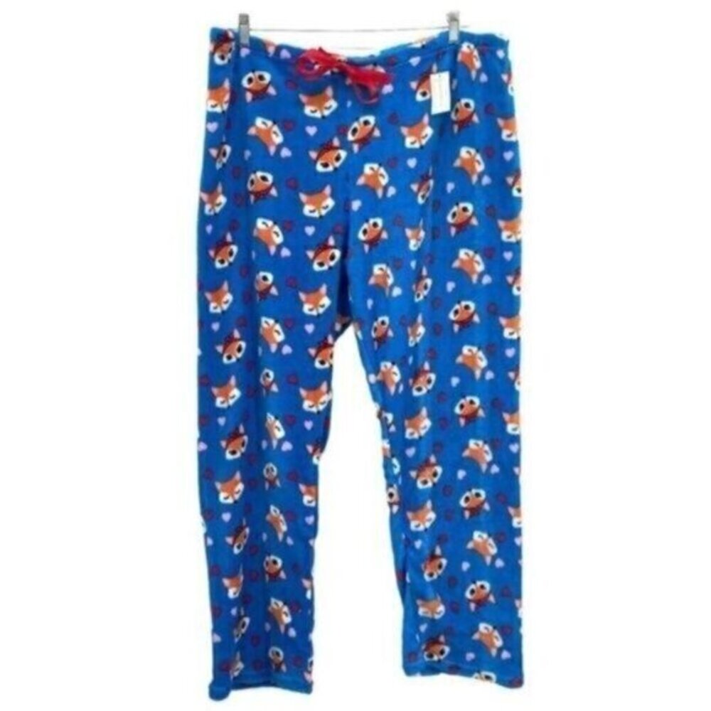 Women’s Fox Print Fuzzy Pajama Lounge Pants 3X New